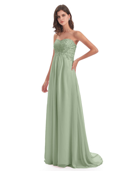 Halle Sweep-Brush Train Beading Sweetheart Bridesmaid Dresses