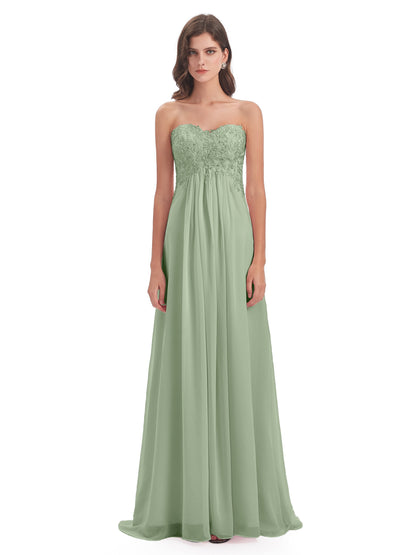 Halle Sweep-Brush Train Beading Sweetheart Bridesmaid Dresses