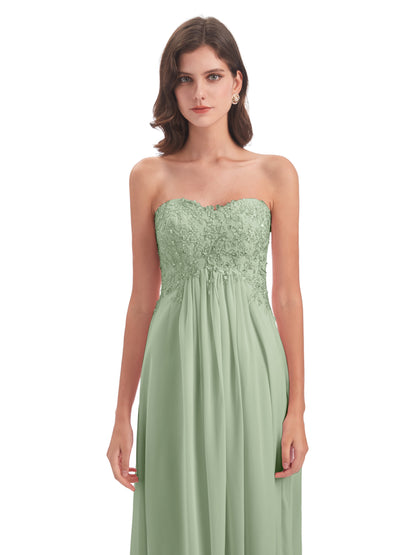 Halle Sweep-Brush Train Beading Sweetheart Bridesmaid Dresses