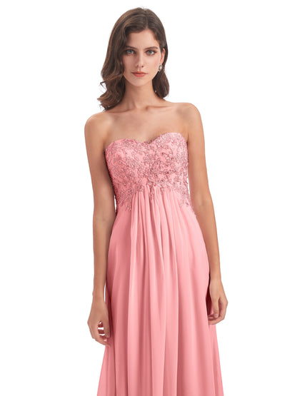 Halle Sweep-Brush Train Beading Sweetheart Bridesmaid Dresses