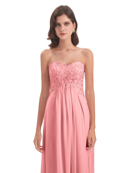 Halle Sweep-Brush Train Beading Sweetheart Bridesmaid Dresses