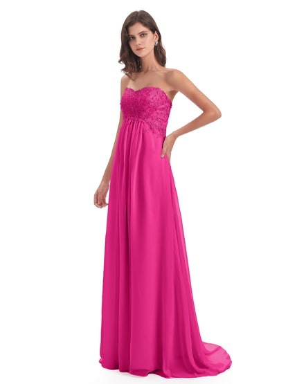 Halle Sweep-Brush Train Beading Sweetheart Bridesmaid Dresses