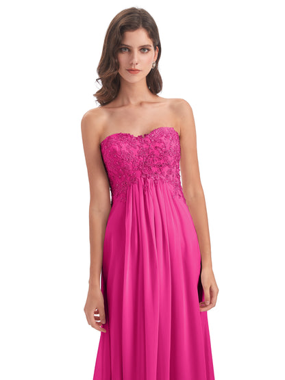 Halle Sweep-Brush Train Beading Sweetheart Bridesmaid Dresses