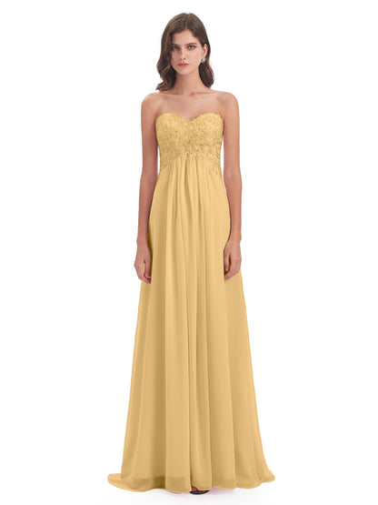 Halle Sweep-Brush Train Beading Sweetheart Bridesmaid Dresses