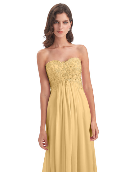 Halle Sweep-Brush Train Beading Sweetheart Bridesmaid Dresses