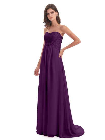 Halle Sweep-Brush Train Beading Sweetheart Bridesmaid Dresses