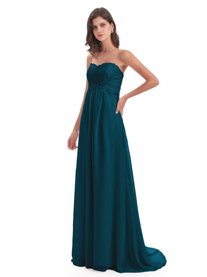 Halle Sweep-Brush Train Beading Sweetheart Bridesmaid Dresses
