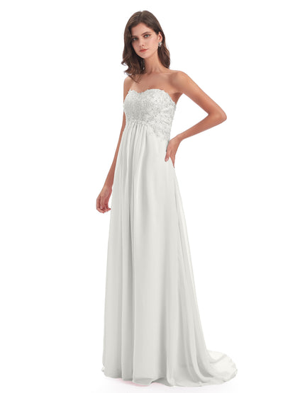 Halle Sweep-Brush Train Beading Sweetheart Bridesmaid Dresses