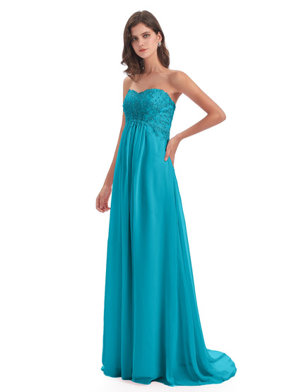 Halle Sweep-Brush Train Beading Sweetheart Bridesmaid Dresses