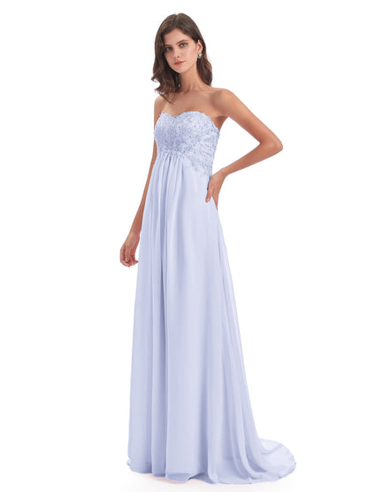 Halle Sweep-Brush Train Beading Sweetheart Bridesmaid Dresses