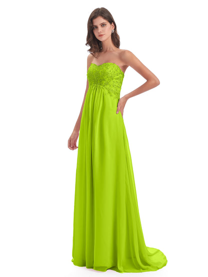 Halle Sweep-Brush Train Beading Sweetheart Bridesmaid Dresses