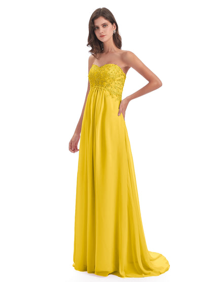 Halle Sweep-Brush Train Beading Sweetheart Bridesmaid Dresses