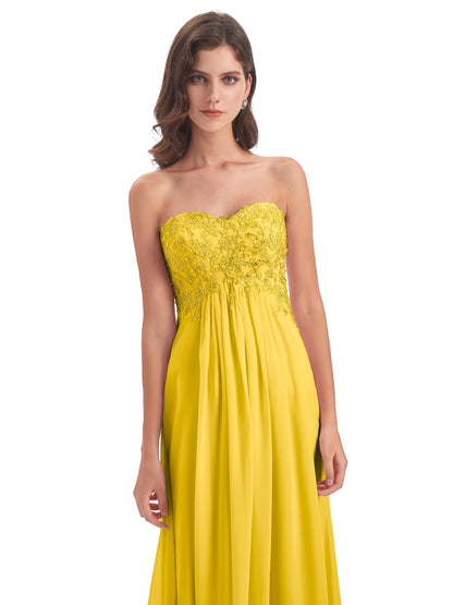 Halle Sweep-Brush Train Beading Sweetheart Bridesmaid Dresses