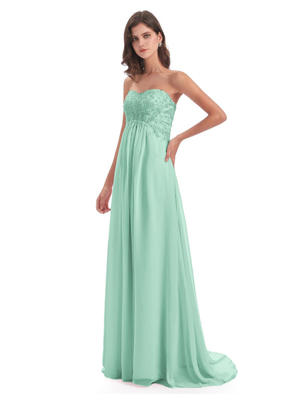 Halle Sweep-Brush Train Beading Sweetheart Bridesmaid Dresses