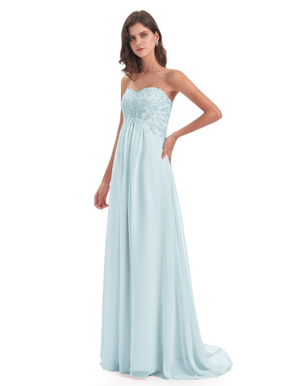 Halle Sweep-Brush Train Beading Sweetheart Bridesmaid Dresses