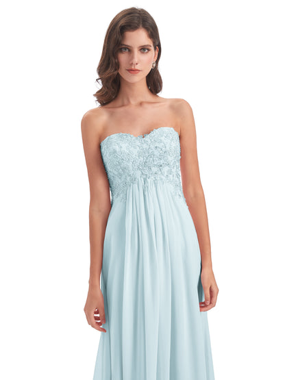 Halle Sweep-Brush Train Beading Sweetheart Bridesmaid Dresses