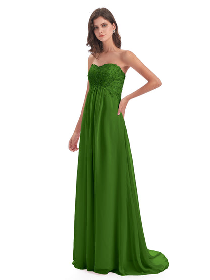 Halle Sweep-Brush Train Beading Sweetheart Bridesmaid Dresses