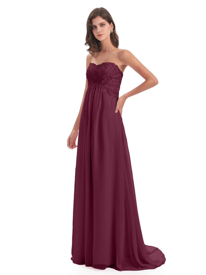 Halle Sweep-Brush Train Beading Sweetheart Bridesmaid Dresses