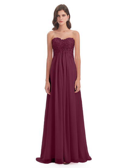 Halle Sweep-Brush Train Beading Sweetheart Bridesmaid Dresses