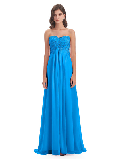Halle Sweep-Brush Train Beading Sweetheart Bridesmaid Dresses