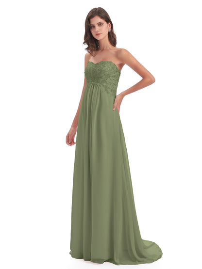 Halle Sweep-Brush Train Beading Sweetheart Bridesmaid Dresses