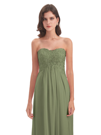Halle Sweep-Brush Train Beading Sweetheart Bridesmaid Dresses