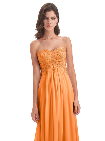 Halle Sweep-Brush Train Beading Sweetheart Bridesmaid Dresses
