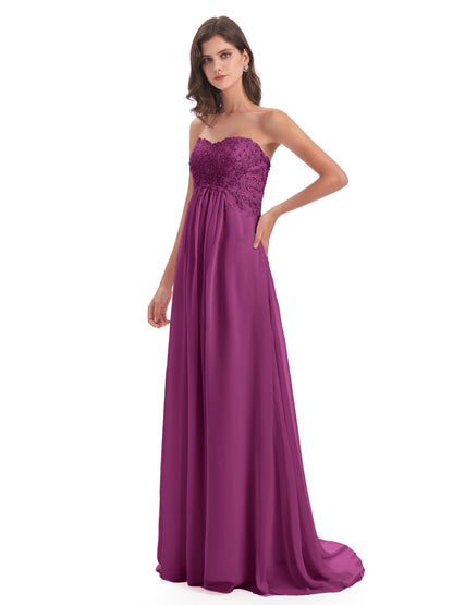 Halle Sweep-Brush Train Beading Sweetheart Bridesmaid Dresses