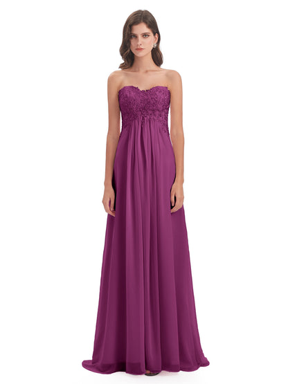 Halle Sweep-Brush Train Beading Sweetheart Bridesmaid Dresses