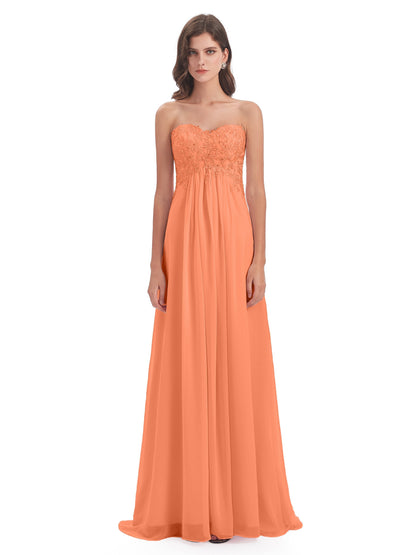 Halle Sweep-Brush Train Beading Sweetheart Bridesmaid Dresses