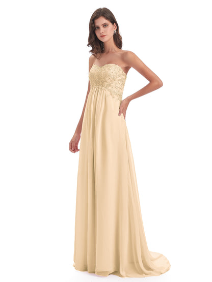 Halle Sweep-Brush Train Beading Sweetheart Bridesmaid Dresses