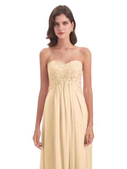 Halle Sweep-Brush Train Beading Sweetheart Bridesmaid Dresses