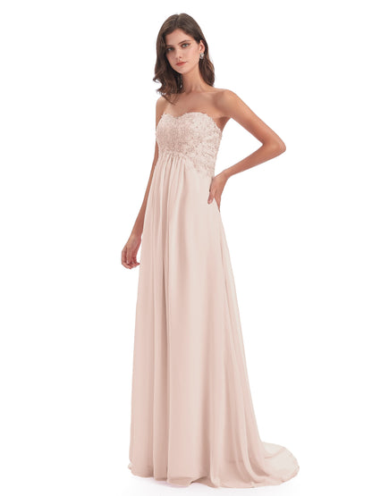 Halle Sweep-Brush Train Beading Sweetheart Bridesmaid Dresses