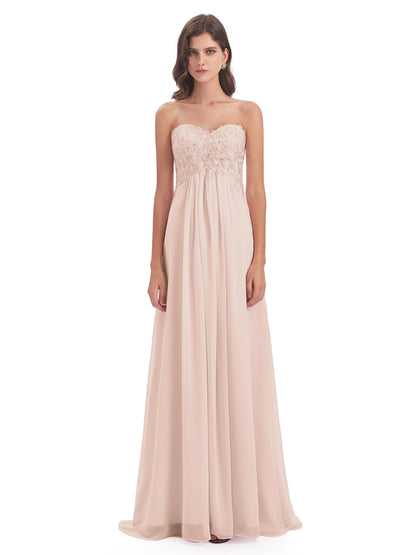 Halle Sweep-Brush Train Beading Sweetheart Bridesmaid Dresses