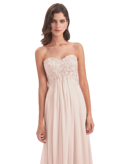 Halle Sweep-Brush Train Beading Sweetheart Bridesmaid Dresses