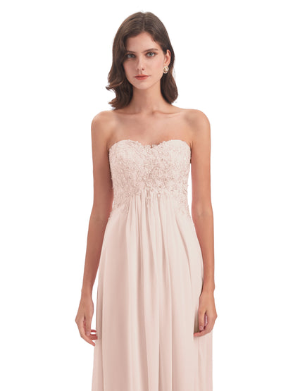 Halle Sweep-Brush Train Beading Sweetheart Bridesmaid Dresses