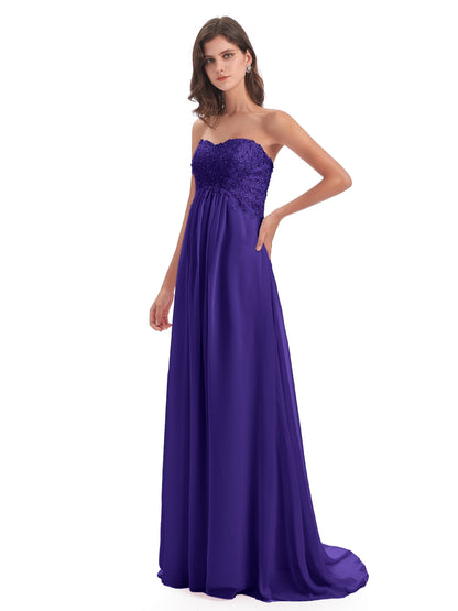 Halle Sweep-Brush Train Beading Sweetheart Bridesmaid Dresses