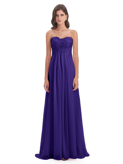 Halle Sweep-Brush Train Beading Sweetheart Bridesmaid Dresses