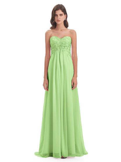 Halle Sweep-Brush Train Beading Sweetheart Bridesmaid Dresses