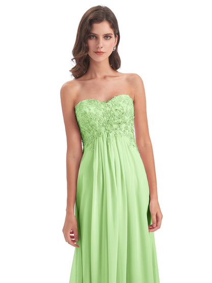 Halle Sweep-Brush Train Beading Sweetheart Bridesmaid Dresses