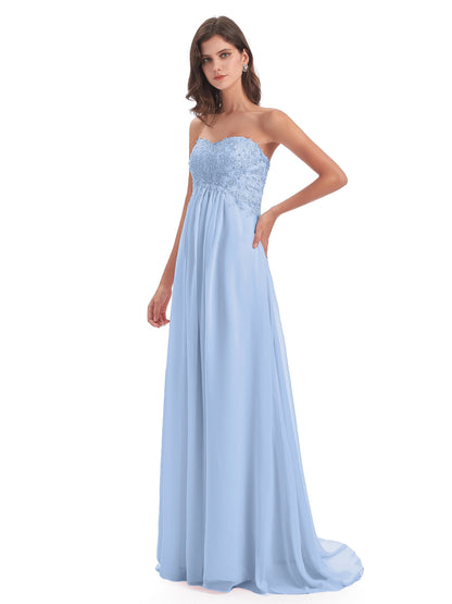 Halle Sweep-Brush Train Beading Sweetheart Bridesmaid Dresses