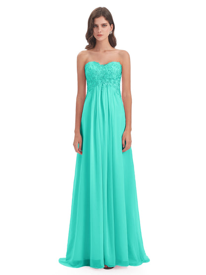 Halle Sweep-Brush Train Beading Sweetheart Bridesmaid Dresses