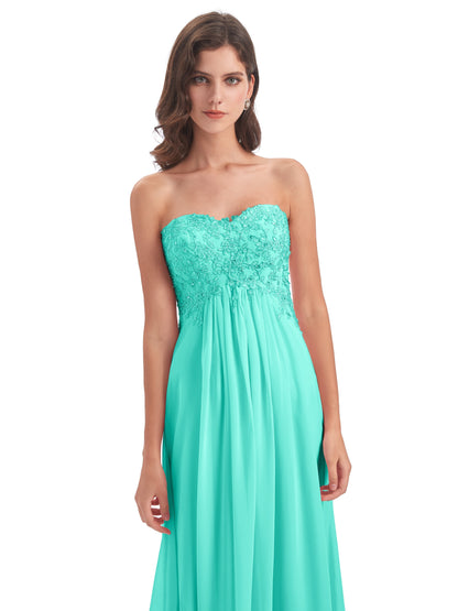Halle Sweep-Brush Train Beading Sweetheart Bridesmaid Dresses