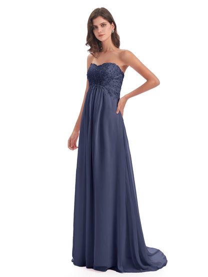 Halle Sweep-Brush Train Beading Sweetheart Bridesmaid Dresses