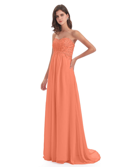 Halle Sweep-Brush Train Beading Sweetheart Bridesmaid Dresses