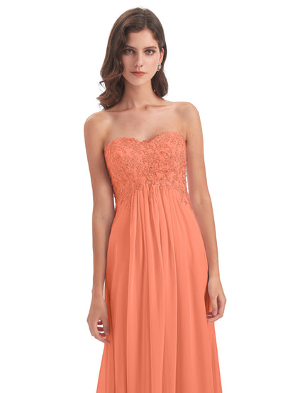 Halle Sweep-Brush Train Beading Sweetheart Bridesmaid Dresses