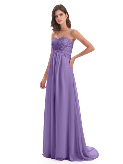 Halle Sweep-Brush Train Beading Sweetheart Bridesmaid Dresses