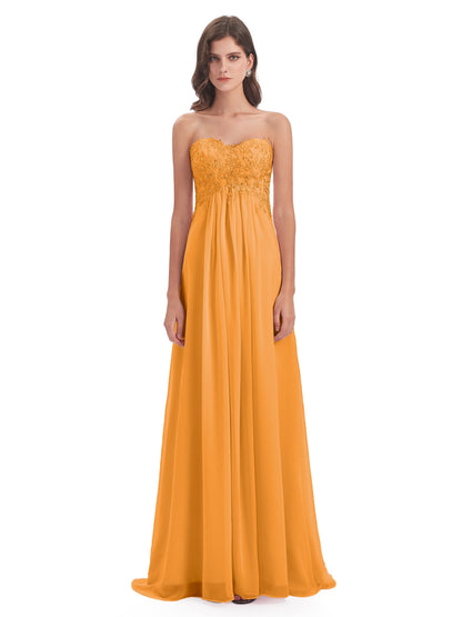 Halle Sweep-Brush Train Beading Sweetheart Bridesmaid Dresses