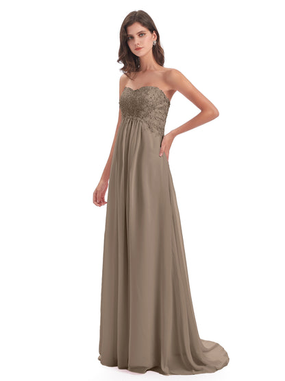 Halle Sweep-Brush Train Beading Sweetheart Bridesmaid Dresses