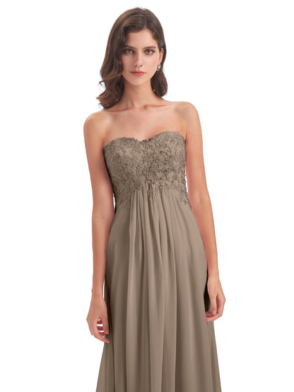 Halle Sweep-Brush Train Beading Sweetheart Bridesmaid Dresses
